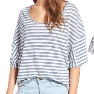 Adriano Goldschmied NWT OVERSIZED Striped,slouchy, scoop neck, 100% Linen Top
